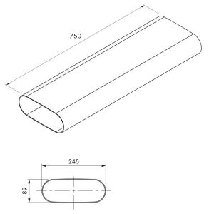 Technische Zeichnung Bora Ecotube Flachkanal 750mm